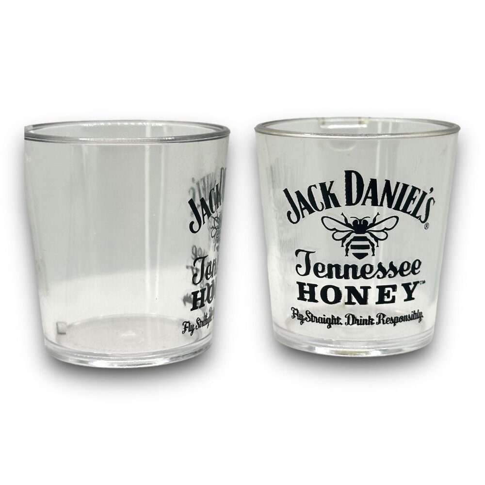 Rare Jack Danel's Tennessee Honey SideCar Shot Glasses (2) EUC Plastic Man Cave